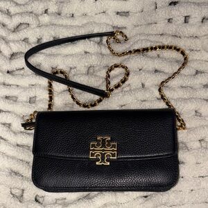 Tory Burch Black Crossbody Bag with Gold Chain